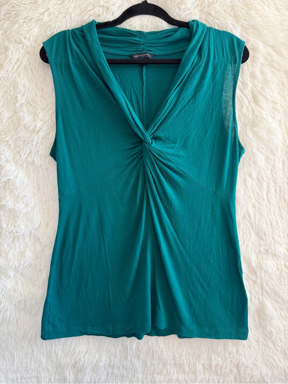 Banana Republic Womens Babydoll Sleeveless Top L Green Corpcore Quiet Luxury